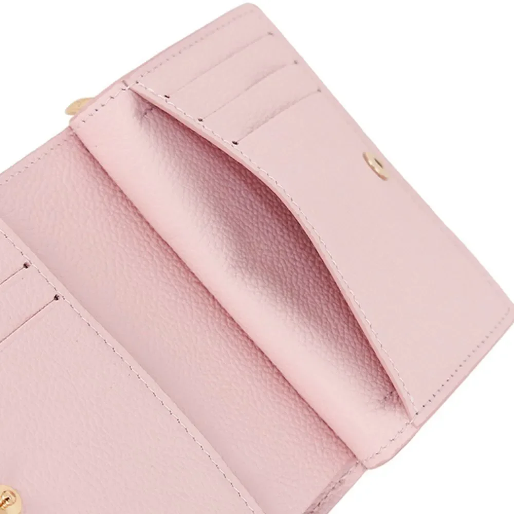 Portefeuille Broderie Monogram Implant Calf Leather Pink Gold Wallet Flap - Picture 7 of 8